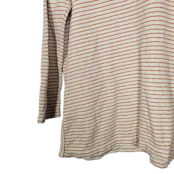 J. Jill Women's Striped Terry Style Light Weight Cream & Orange Sweater Size XL - Picture 9 of 12